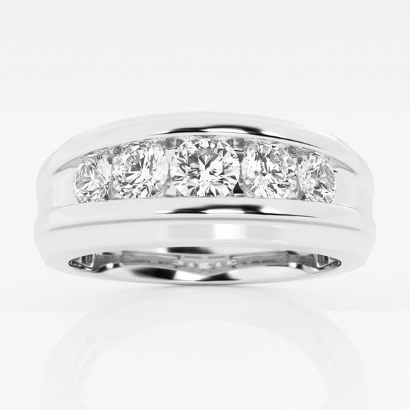 3 CTW Round Lab Grown Diamond Men's Channel Set Wedding Band - Picture 1 of 4